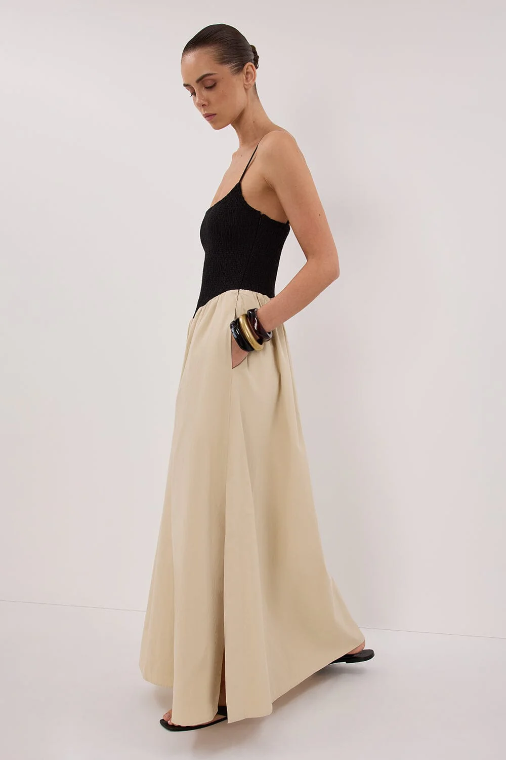 MILANO BLACK AND STONE MIDI DRESS - Image 6
