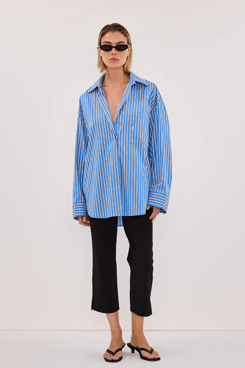 MISHA AZURE BLUE STRIPE SHIRT - Image 3