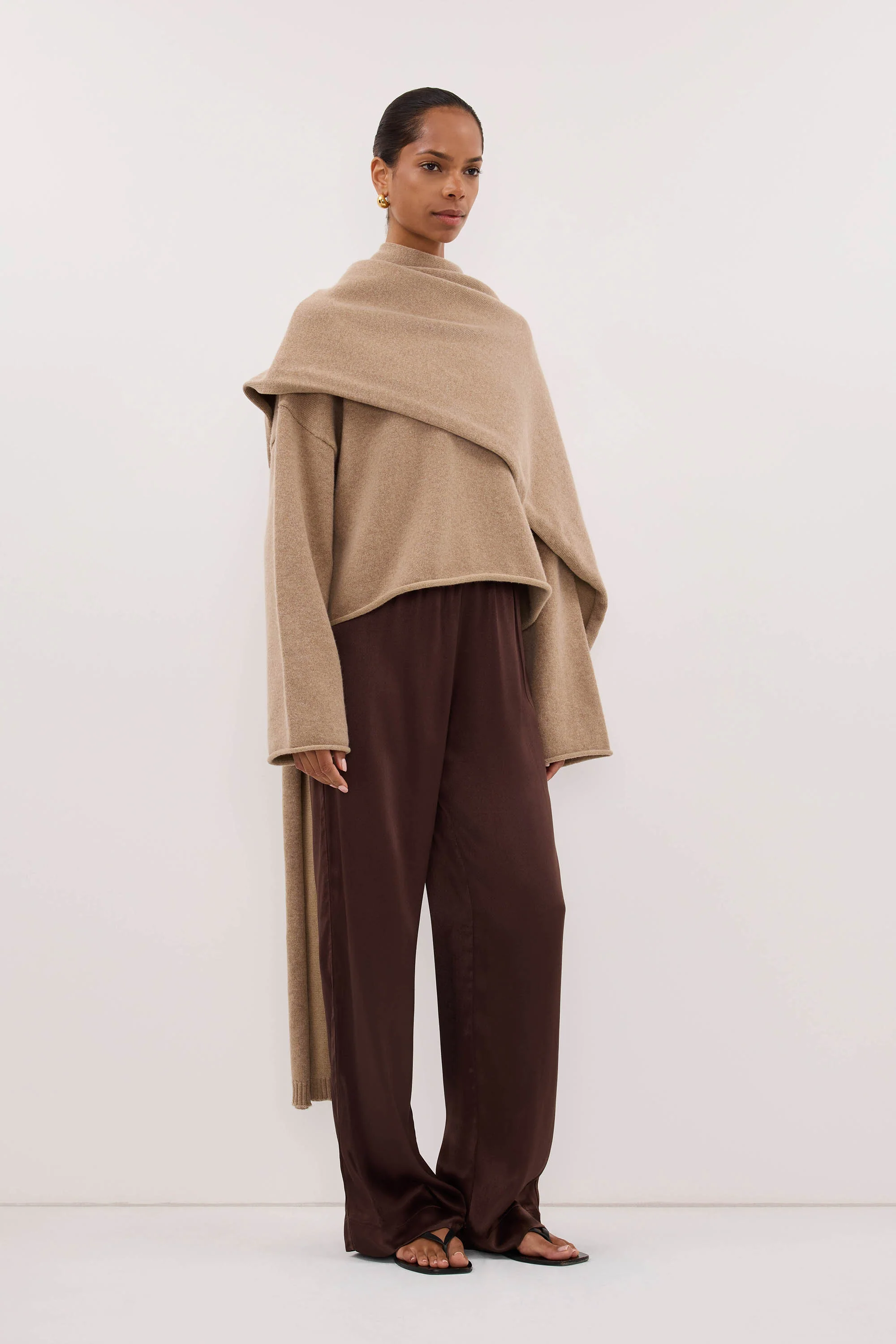 MONICA BITTER CHOC SATIN PANT - Image 3