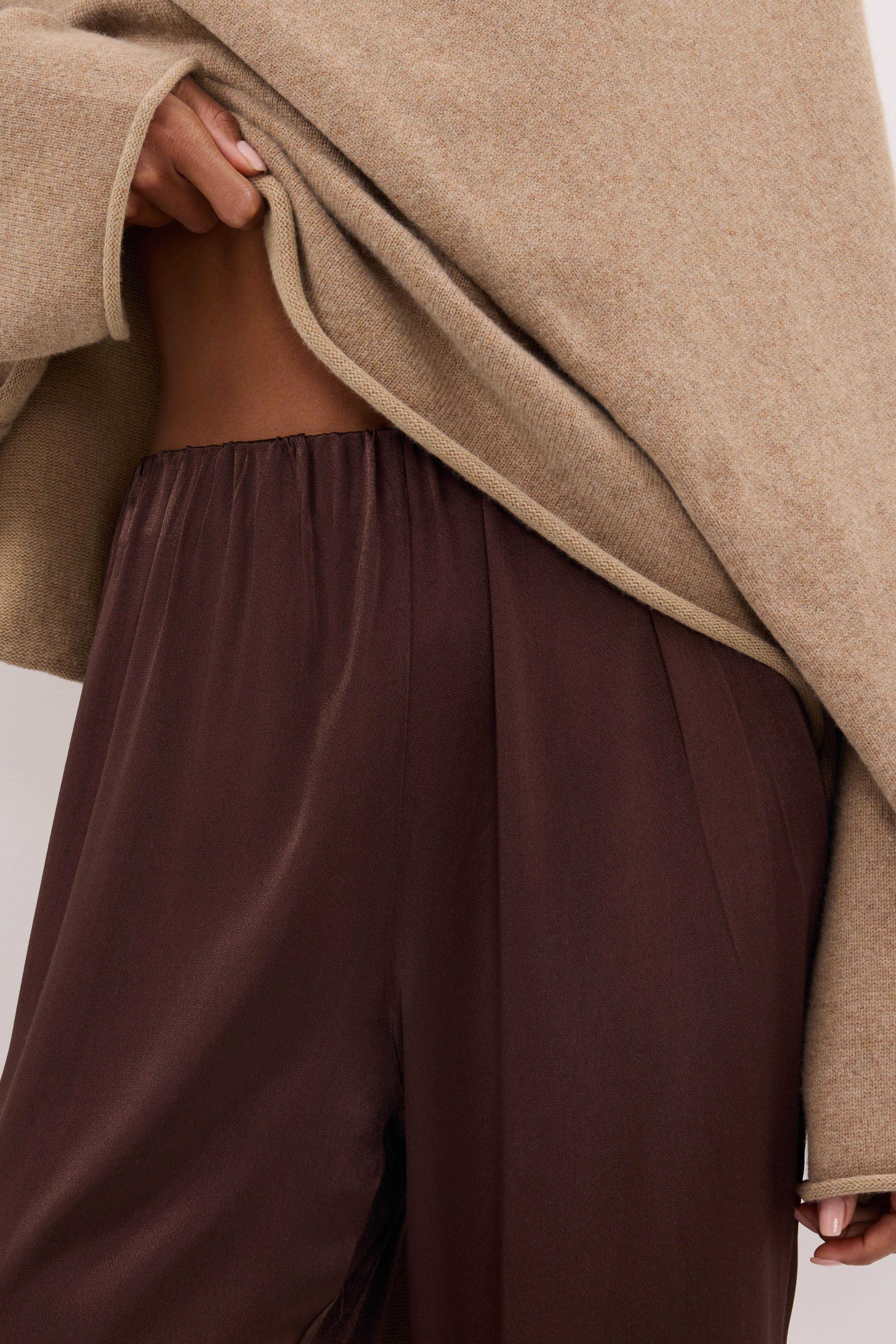 MONICA BITTER CHOC SATIN PANT - Image 5