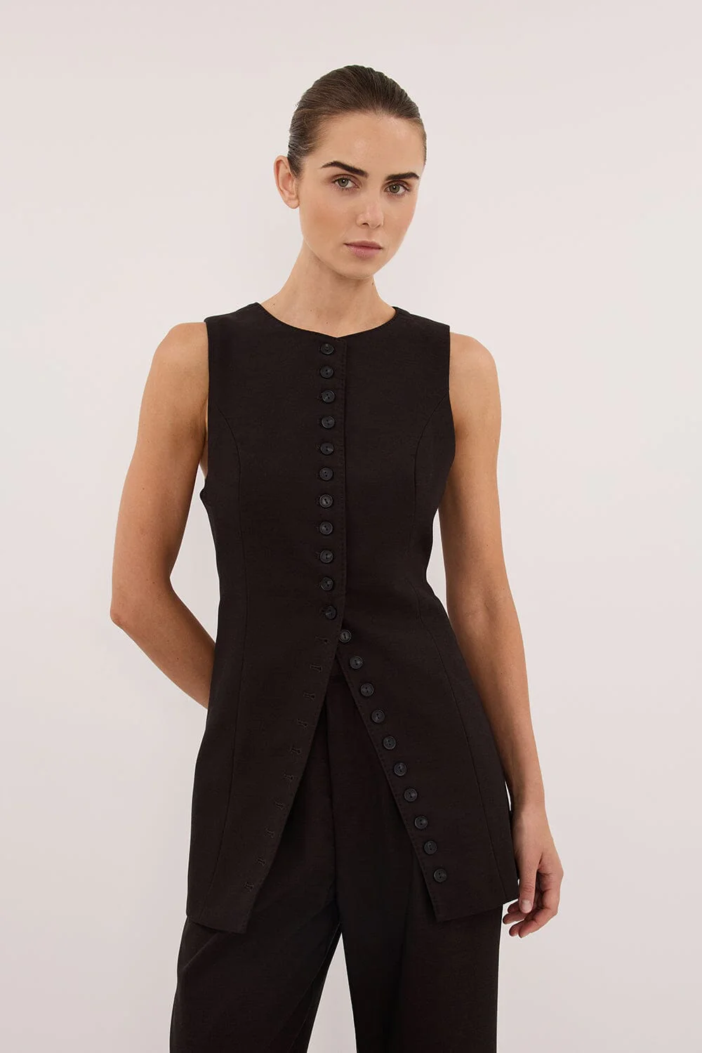 MONIQUE PEAT CHOC TAILORED VEST - Image 7