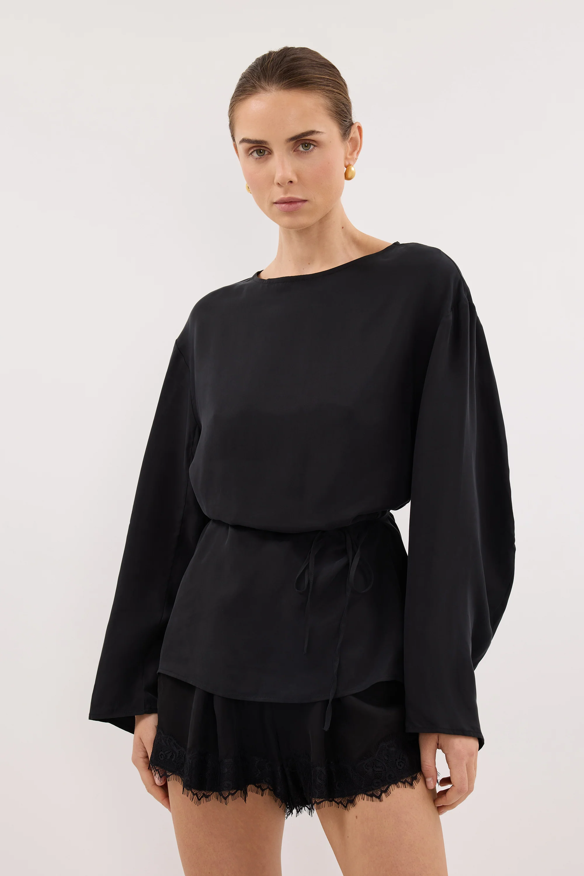 MYLAH BLACK CUPRO COCOON TOP - Image 2