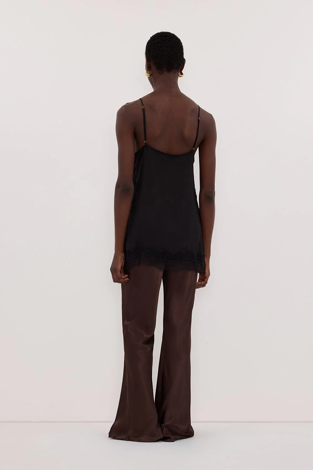 NIKKI BITTER CHOC SATIN BIAS PANT - Image 4