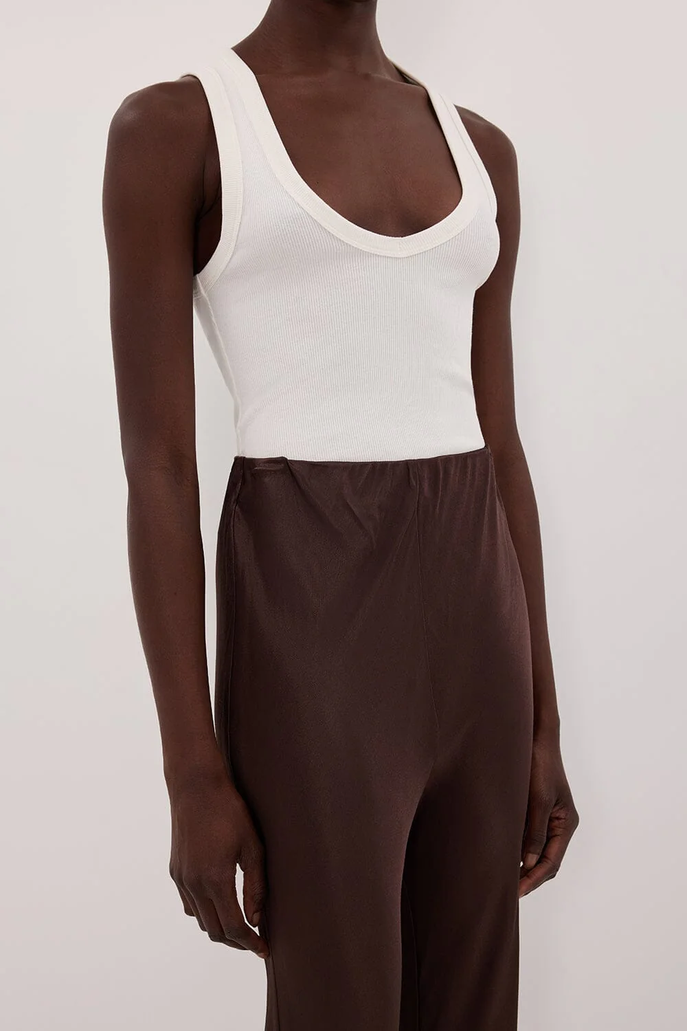 NIKKI BITTER CHOC SATIN BIAS PANT - Image 5