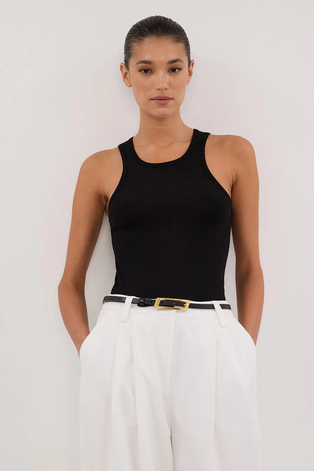 NINA BLACK RACER KNIT TANK - Image 2
