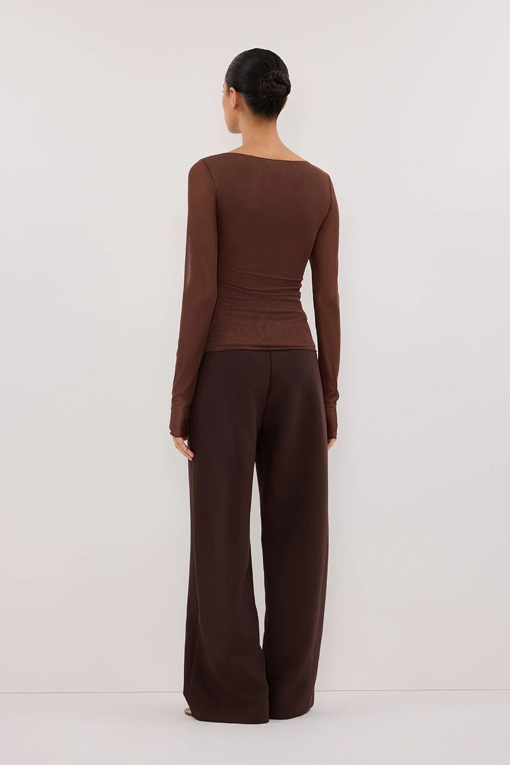 NYRA CHOC LONG SLEEVE MESH TOP - Image 3