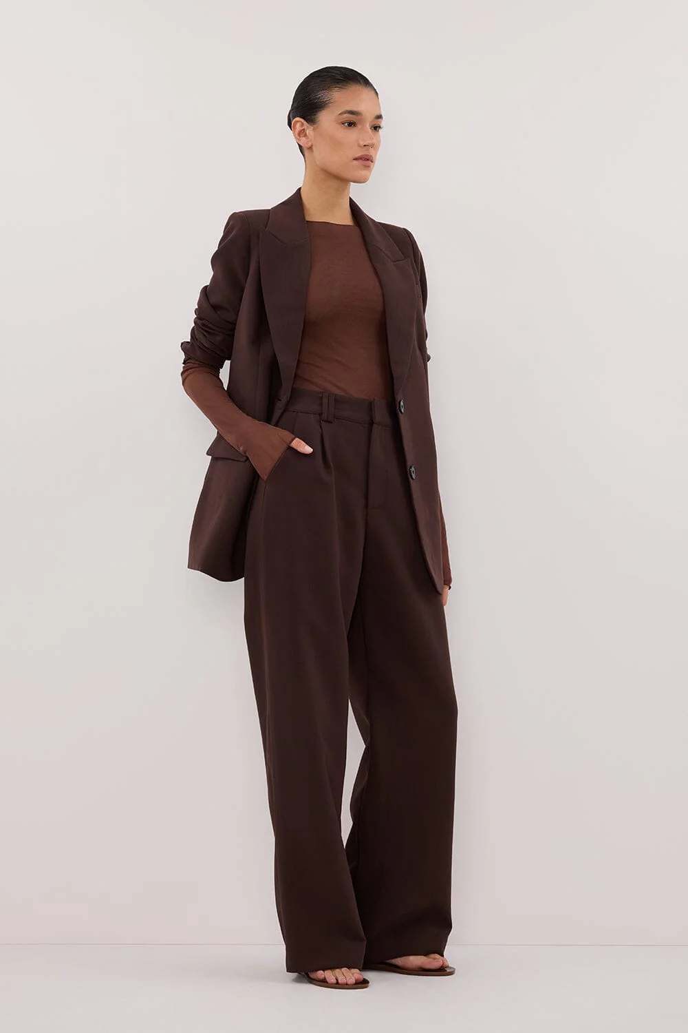 NYRA CHOC LONG SLEEVE MESH TOP - Image 5