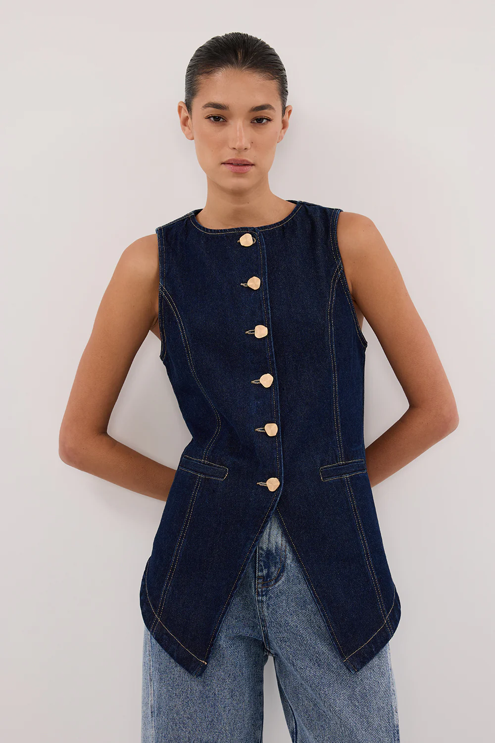 OLLY INDIGO DENIM VEST - Image 2