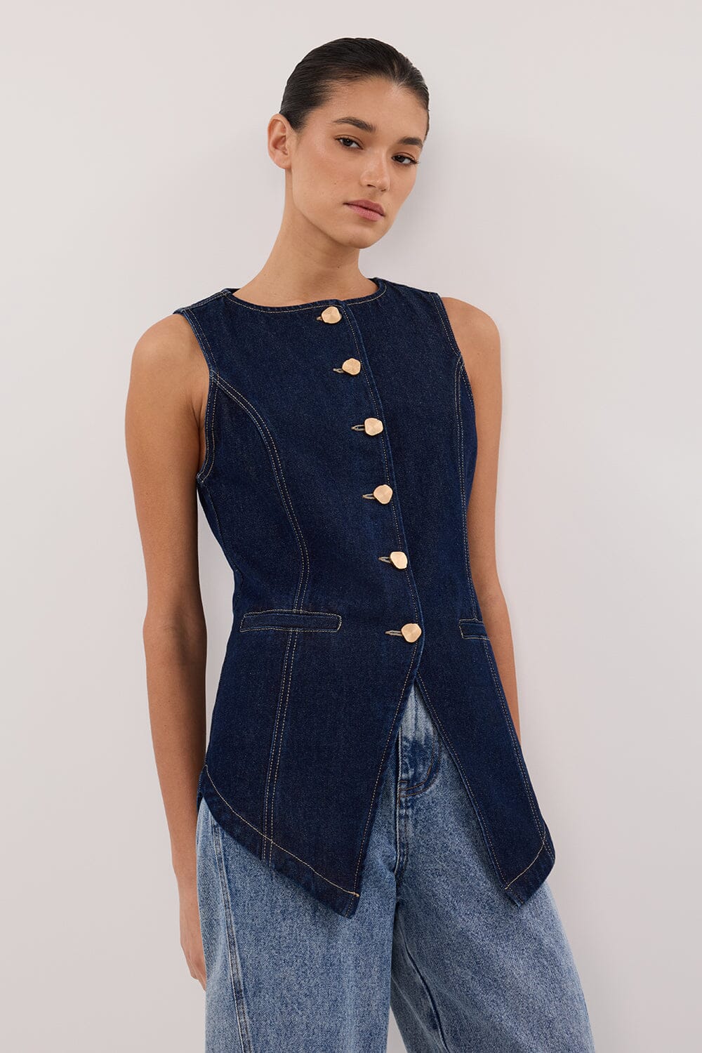 OLLY INDIGO DENIM VEST - Image 6
