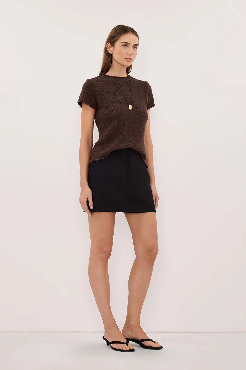 ORIA BURNT CHOC COTTON BABY TEE - Image 3