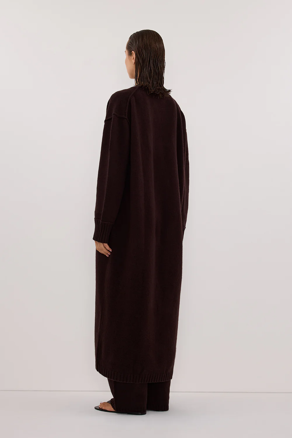 PAIGE CHOC LONGLINE WOOL KNIT COAT - Image 4