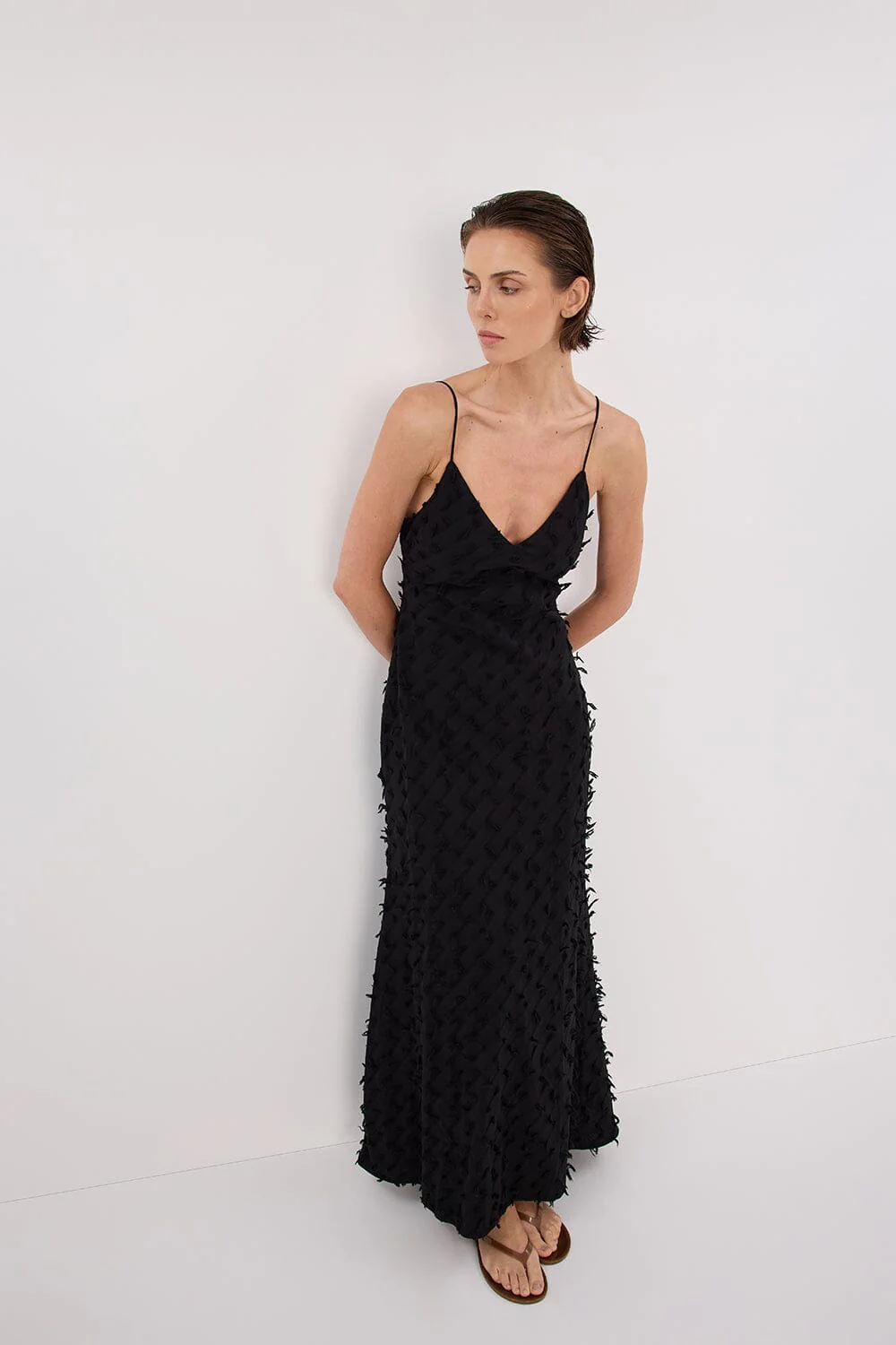 PALOMA BLACK BIAS SLIP MIDI DRESS - Image 6