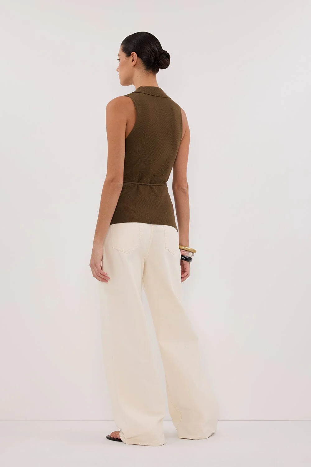 PAULA OLIVE WRAP KNIT TOP - Image 4