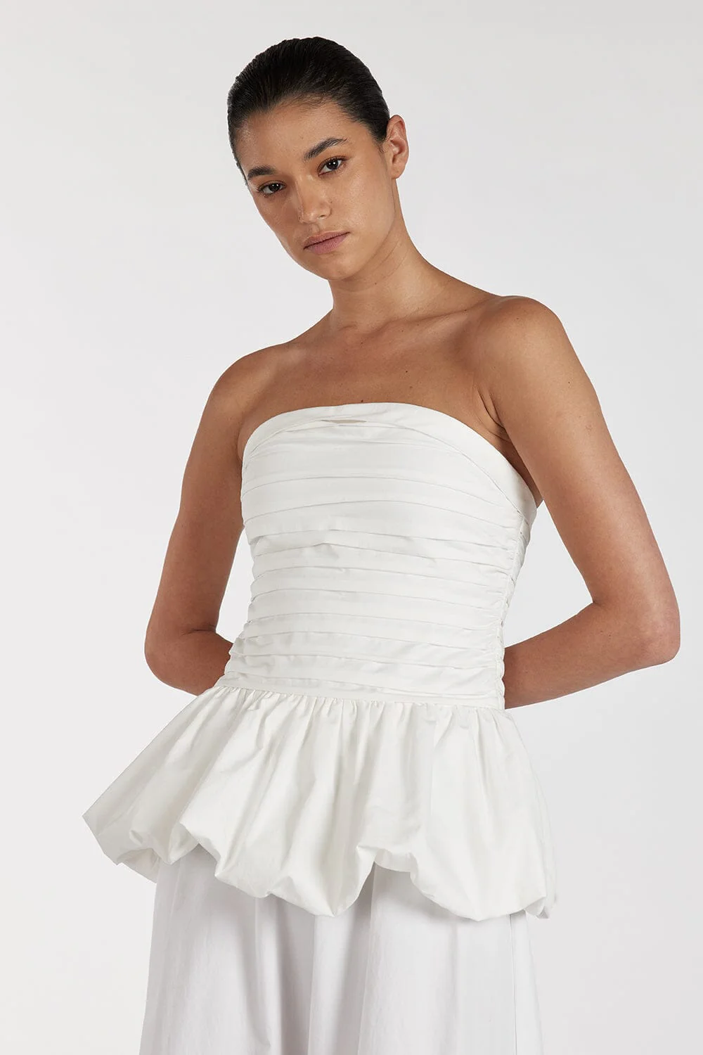 PEGGY WHITE COTTON STRAPLESS TOP - Image 3