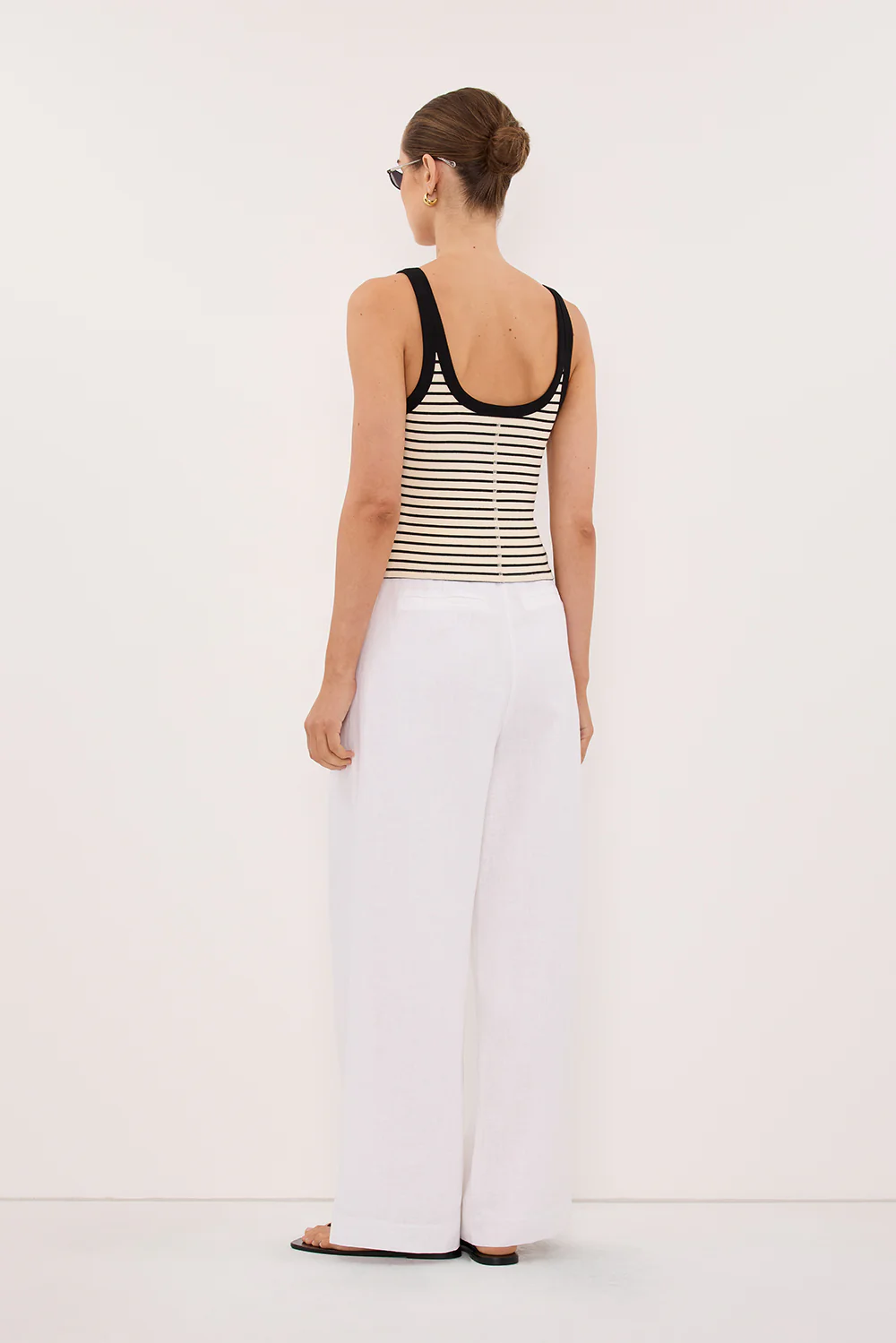 PENNY CREAM SLEEVELESS STRIPE KNIT TANK TOP - Image 4