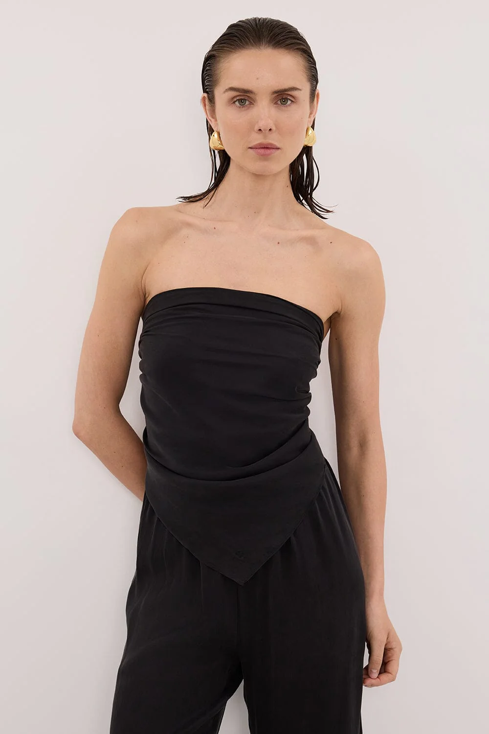 PERCY BLACK SILK SCARF TOP - Image 2