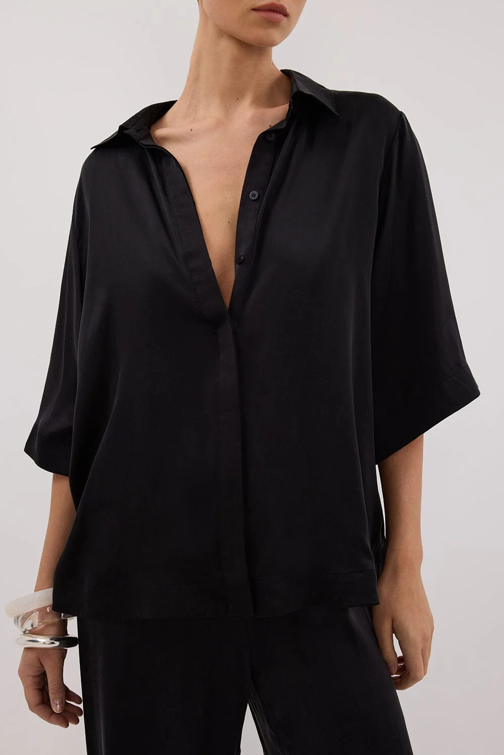 PERCY BLACK SILK SHIRT - Image 5