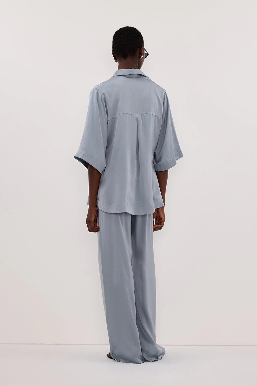 PERCY DUSTY BLUE SILK SHIRT - Image 5