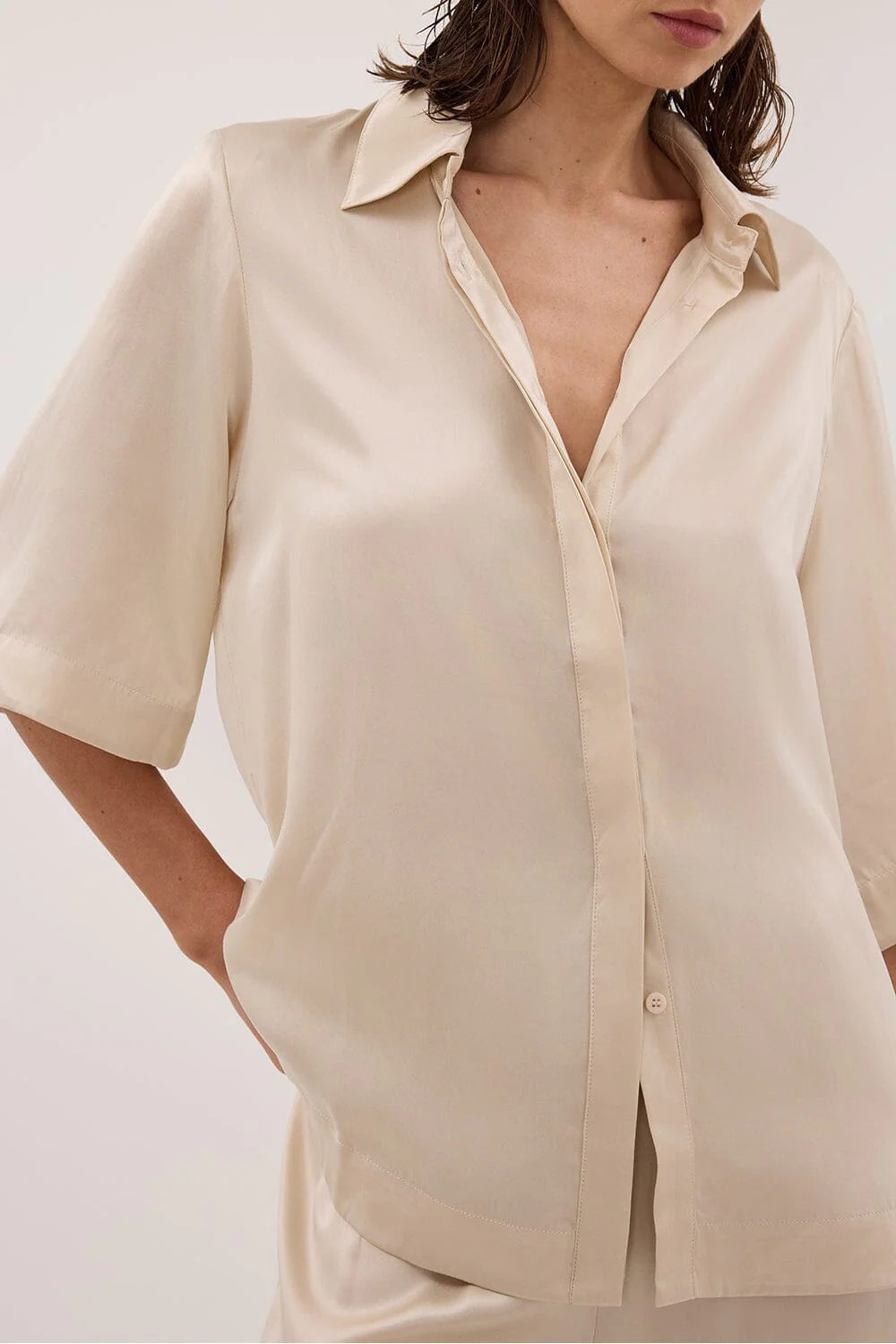 PERCY SANDSTONE SILK SHIRT - Image 5