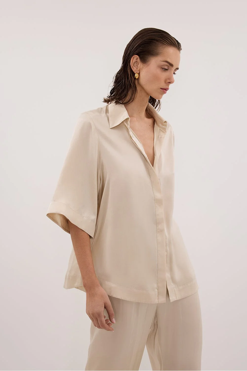 PERCY SANDSTONE SILK SHIRT - Image 6