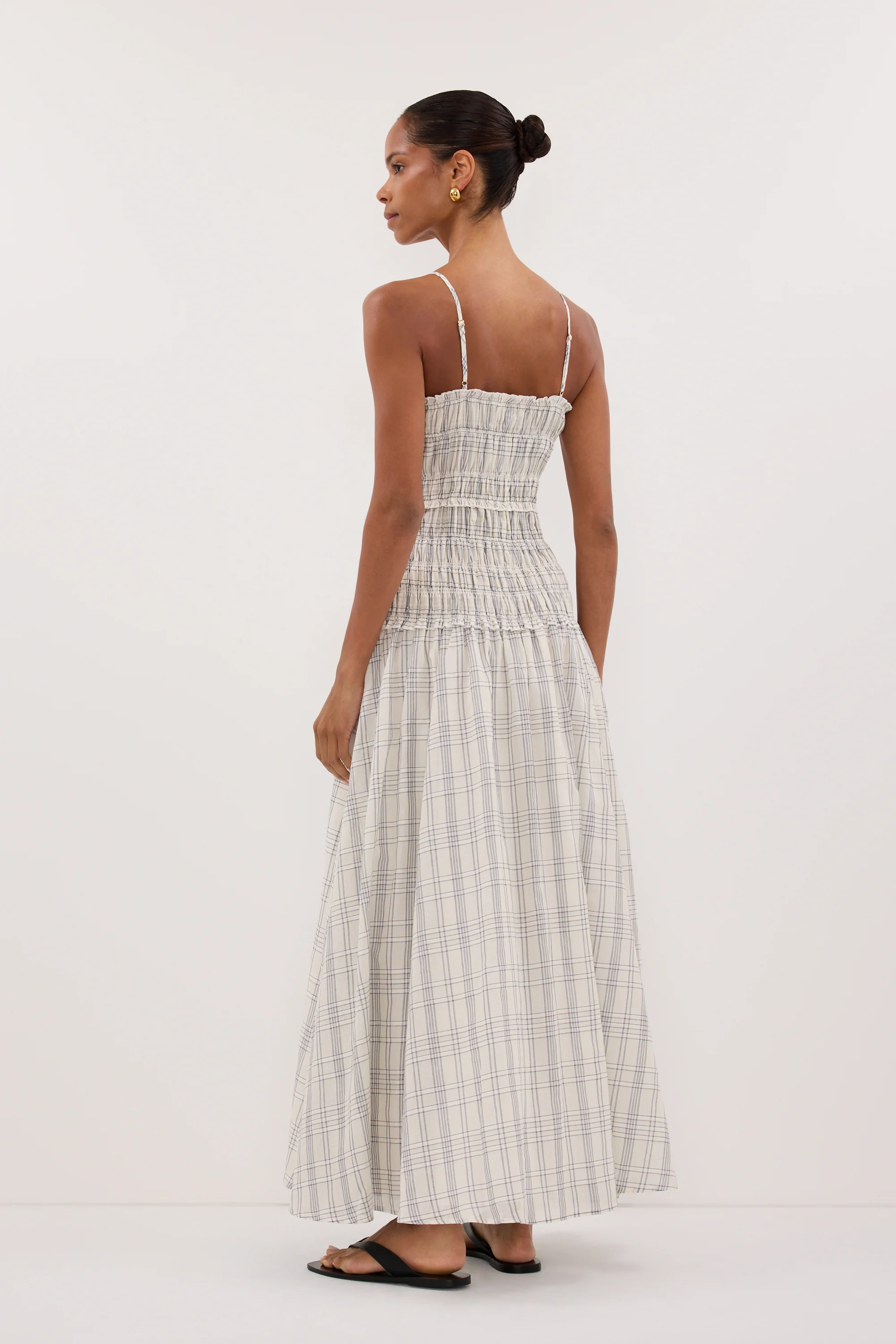PETRA OFF WHITE CHECK MIDI DRESS - Image 5