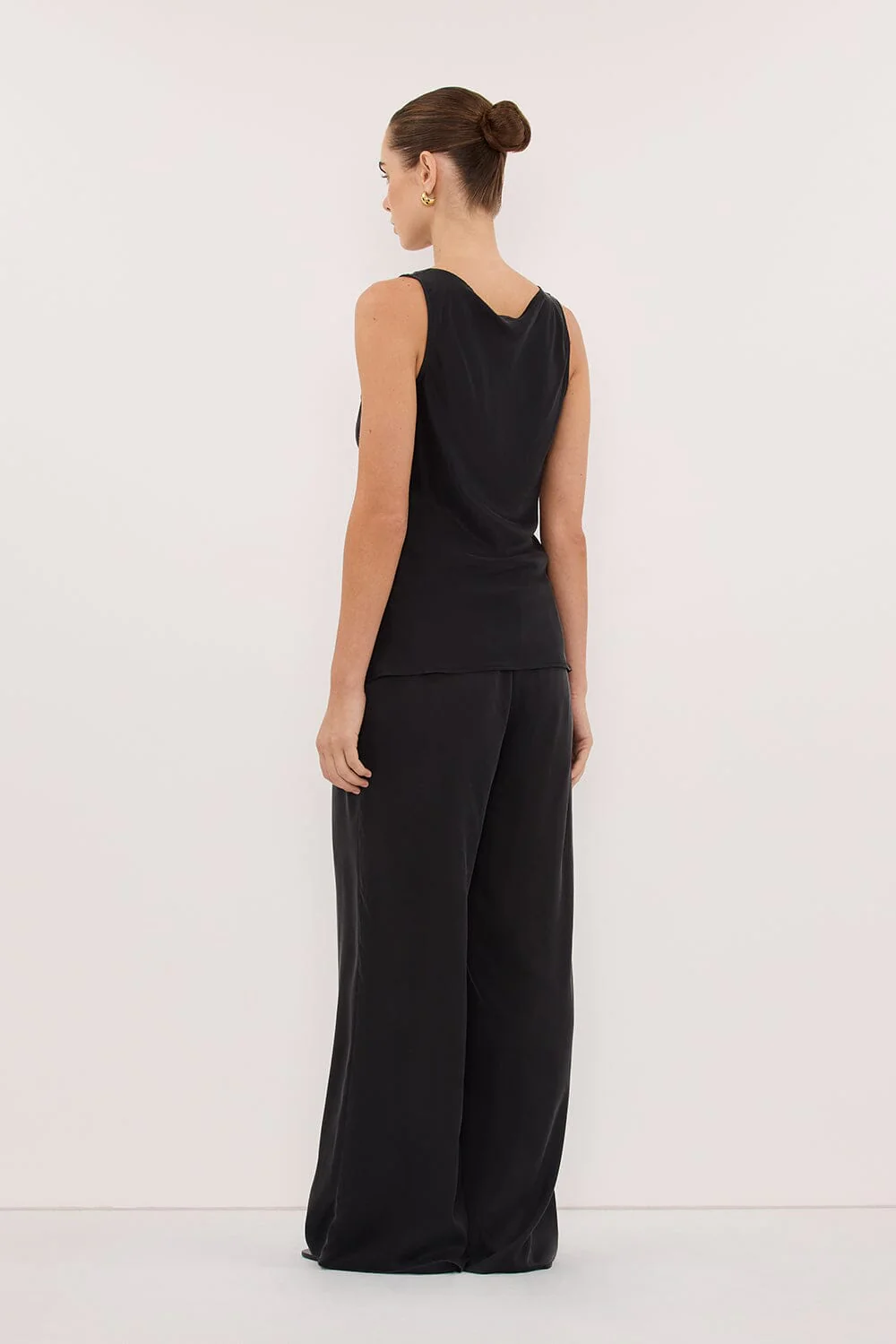 PEYTON BLACK SILK COWL TOP - Image 4