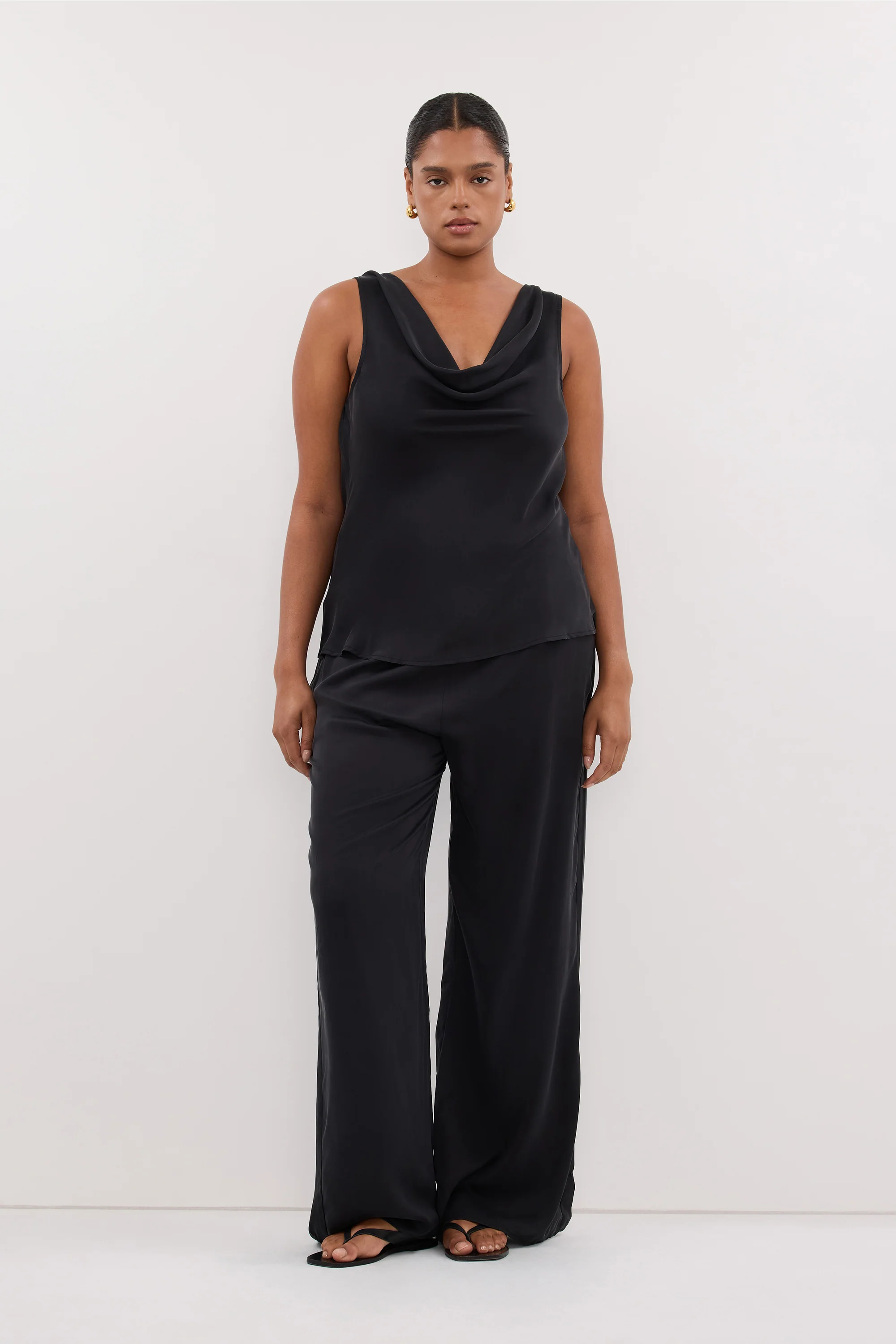 PEYTON BLACK SILK COWL TOP - Image 6