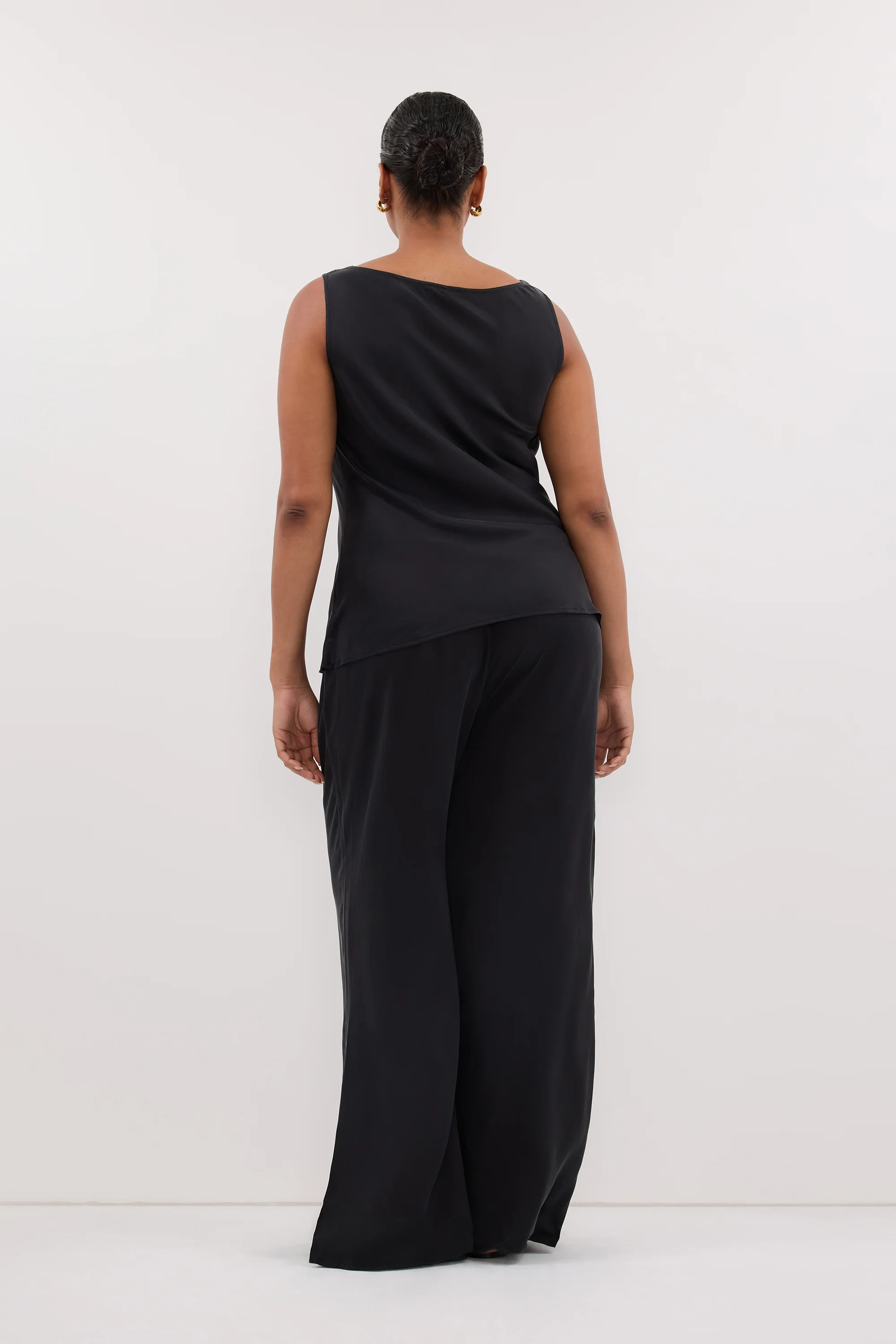 PEYTON BLACK SILK COWL TOP - Image 7
