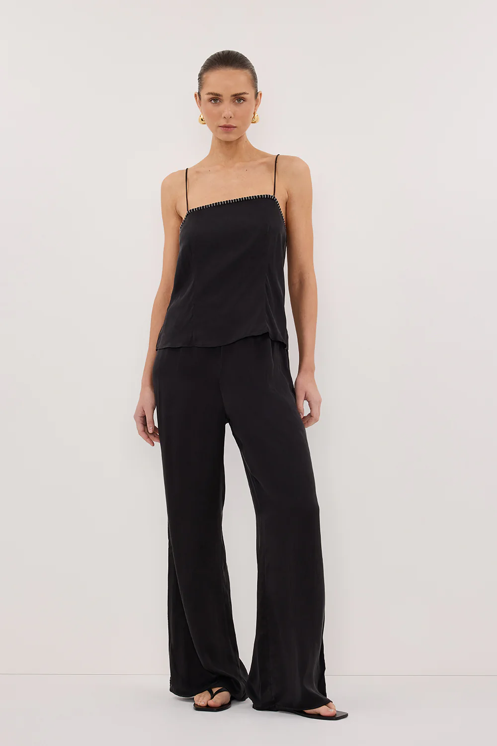 PIPER BLACK SILK STITCH DETAIL PANT - Image 6