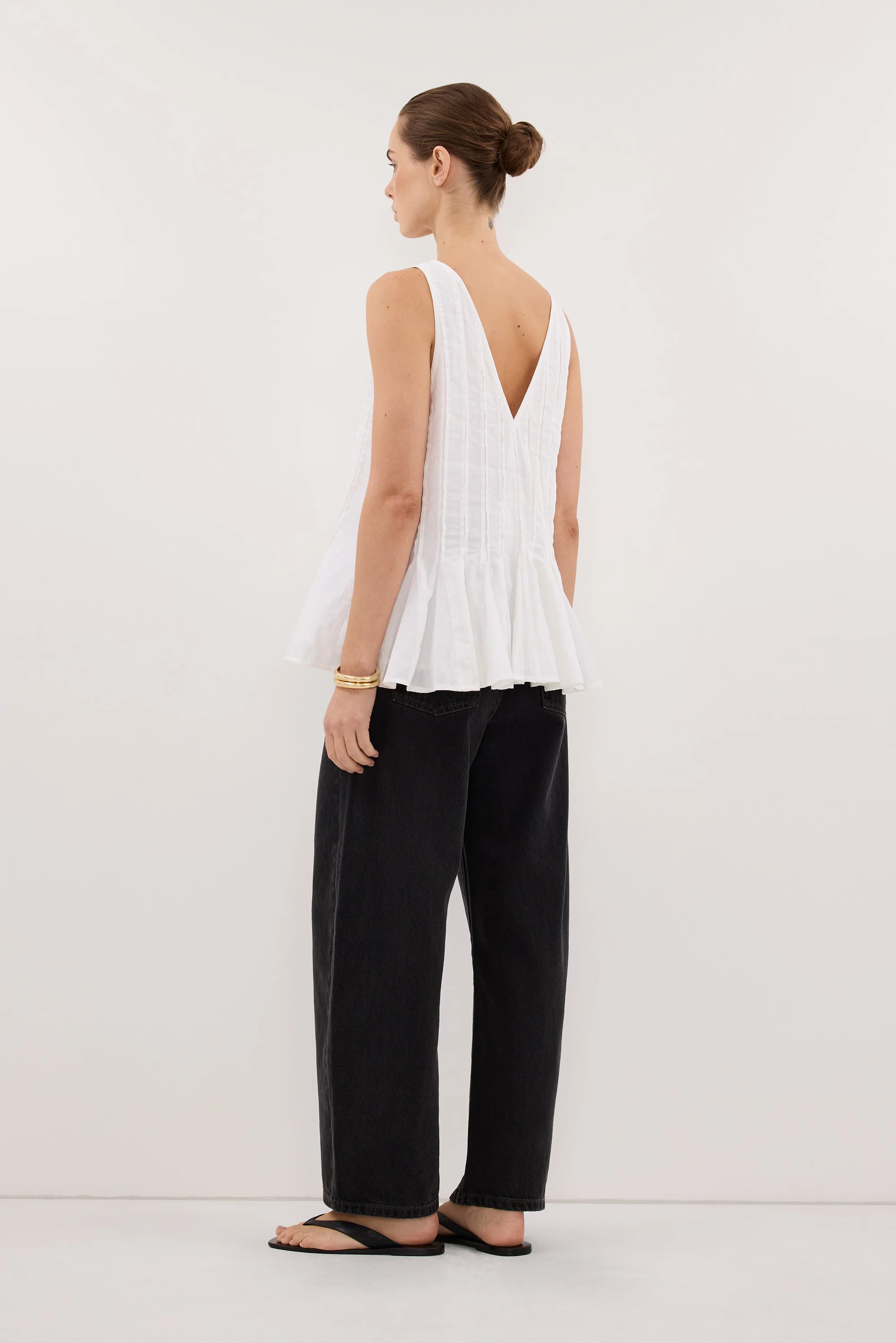 PIXIE WHITE LINEN GODET TOP - Image 4