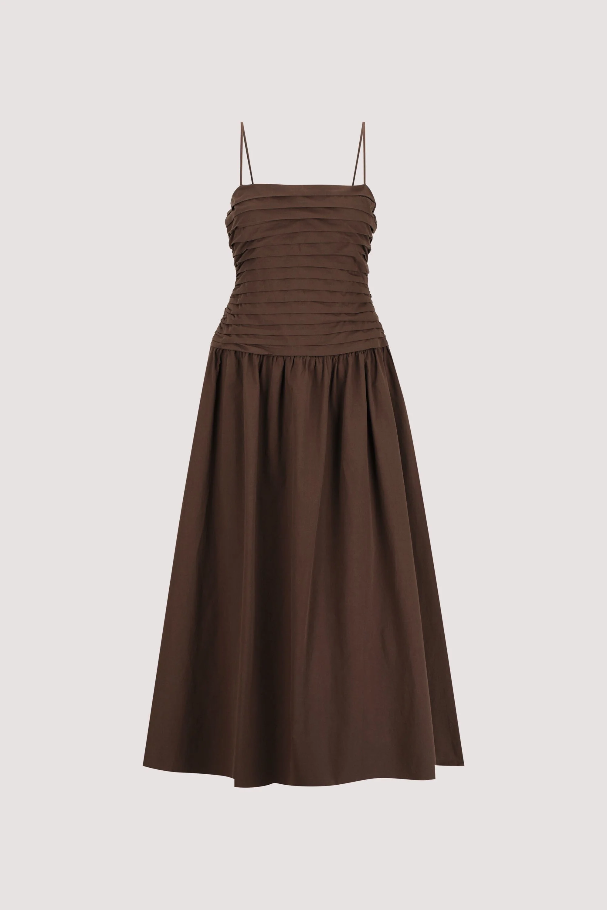 QUINN BITTER CHOC COTTON MIDI DRESS - Image 6