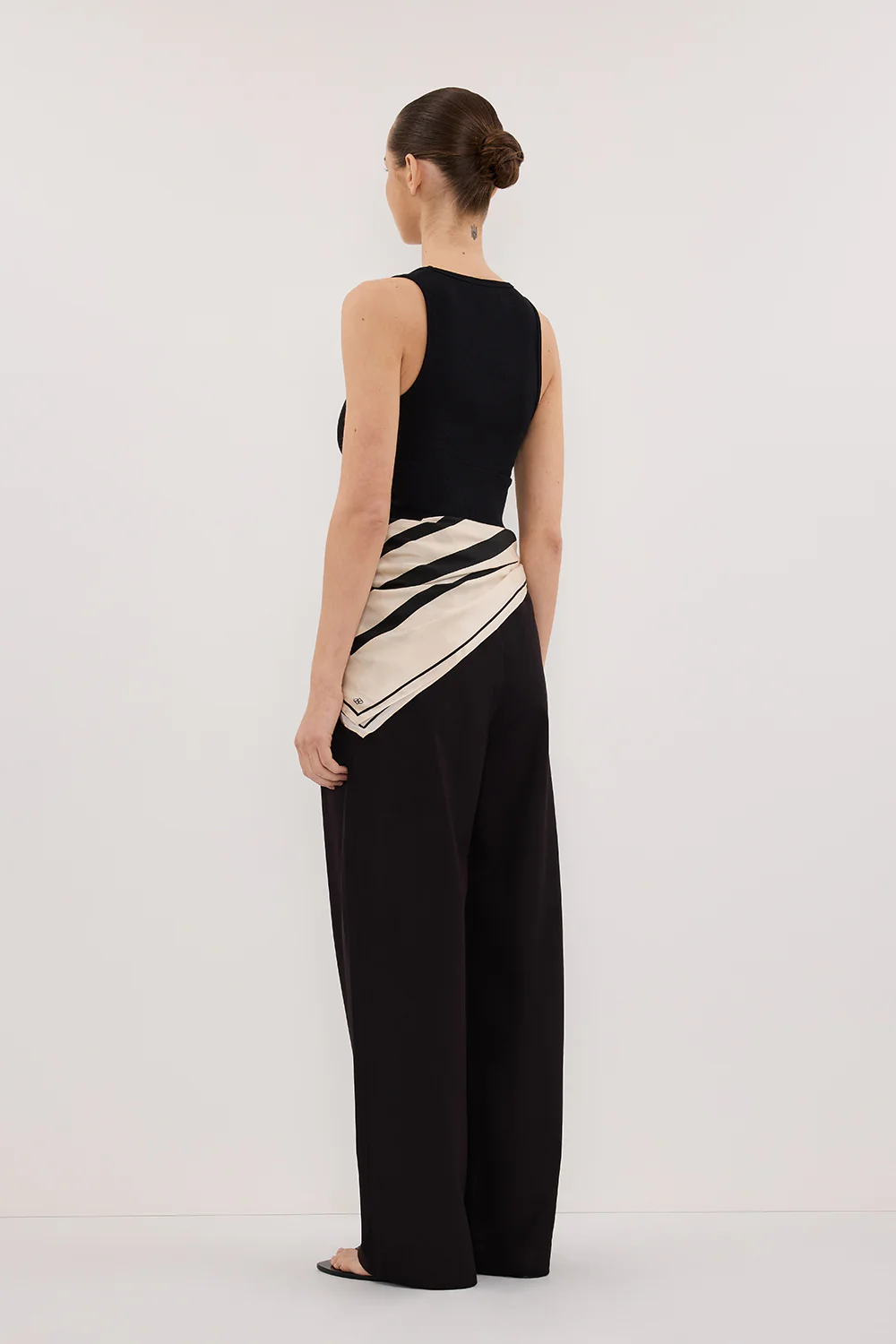 RAE BLACK STRIPE SILK SCARF TOP - Image 5