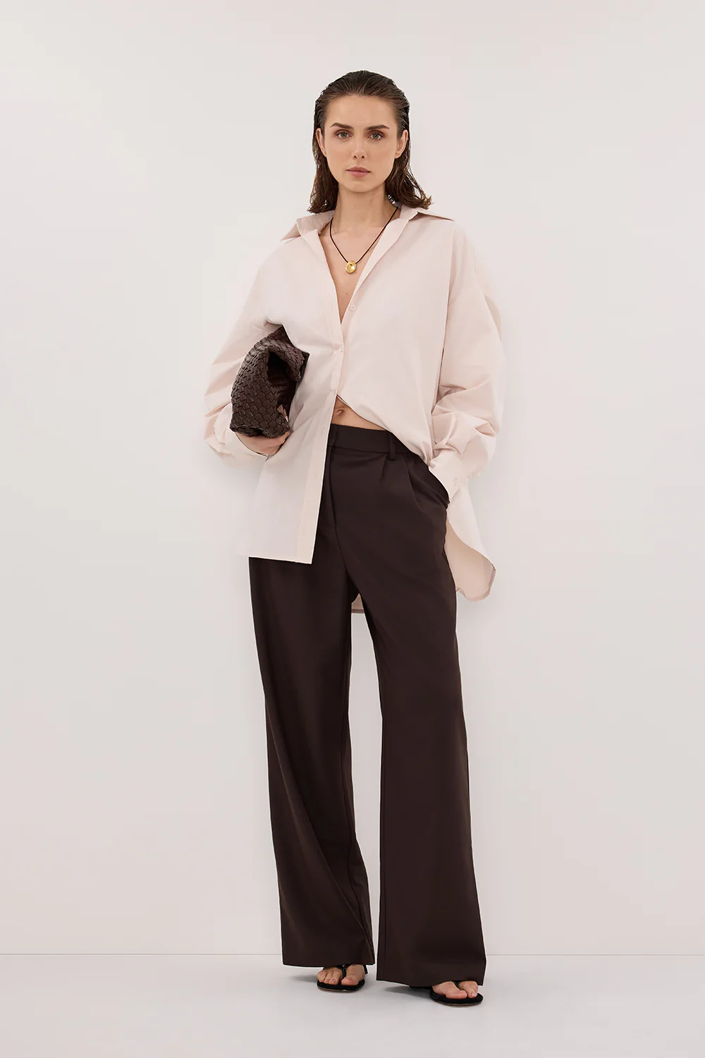 RAQUEL POWDER LONG SLEEVE COTTON POPLIN SHIRT