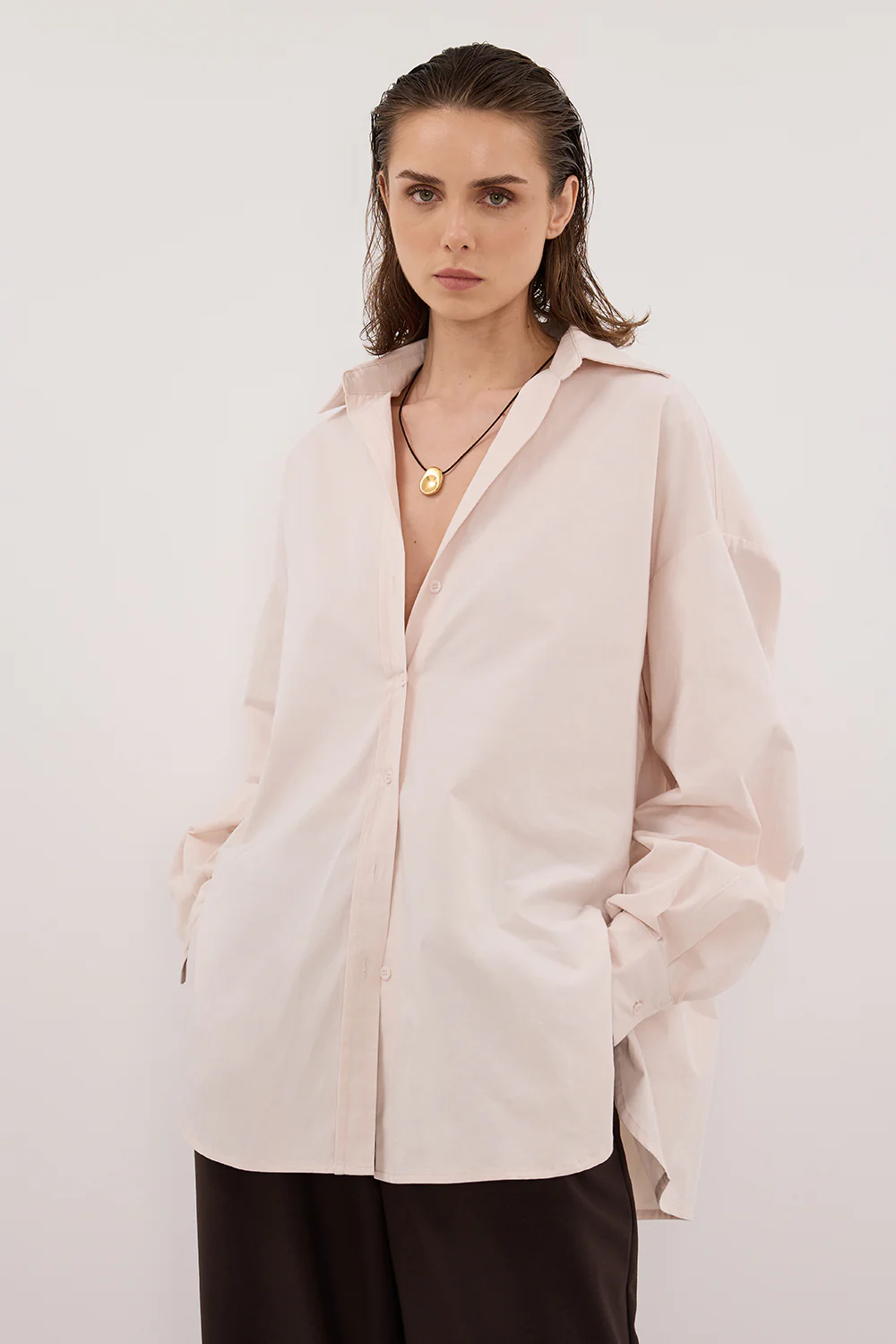 RAQUEL POWDER LONG SLEEVE COTTON POPLIN SHIRT - Image 2