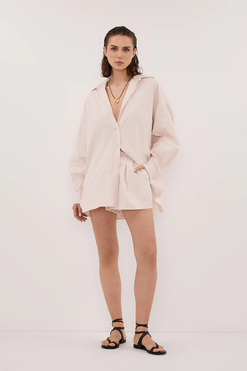 RAQUEL POWDER LONG SLEEVE COTTON POPLIN SHIRT - Image 6