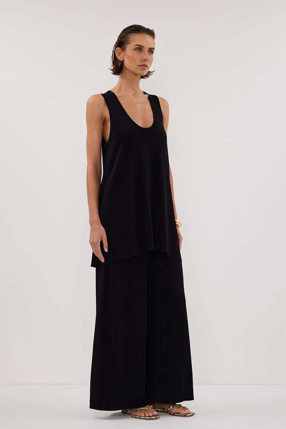 RAY BLACK WIDE LEG KNIT PANT - Image 3