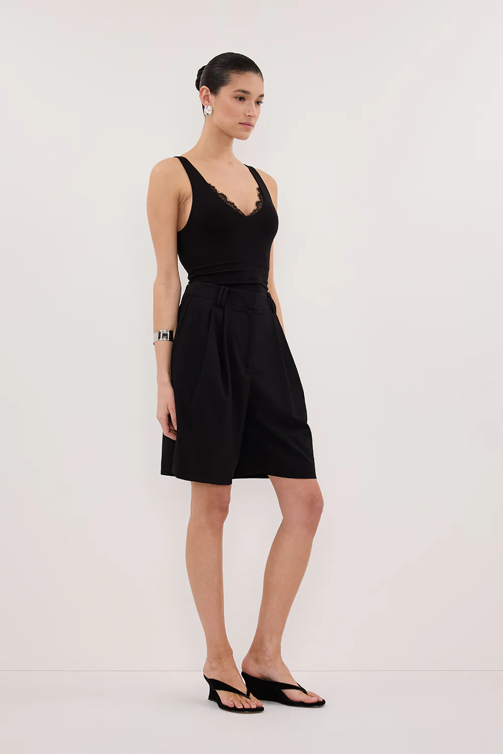 REBECCA BLACK LACE TRIM KNIT TANK - Image 3
