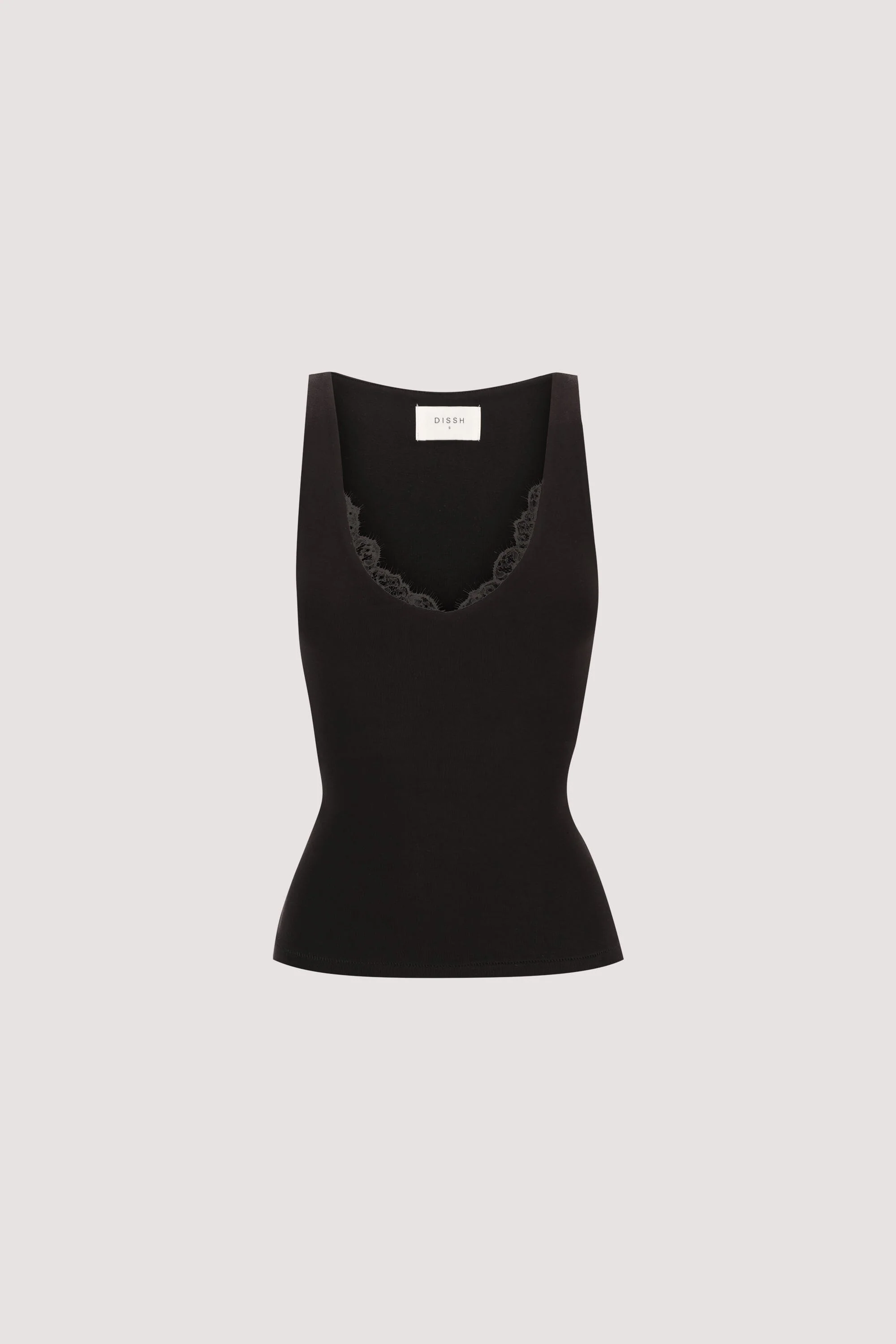 REBECCA BLACK LACE TRIM KNIT TANK - Image 7