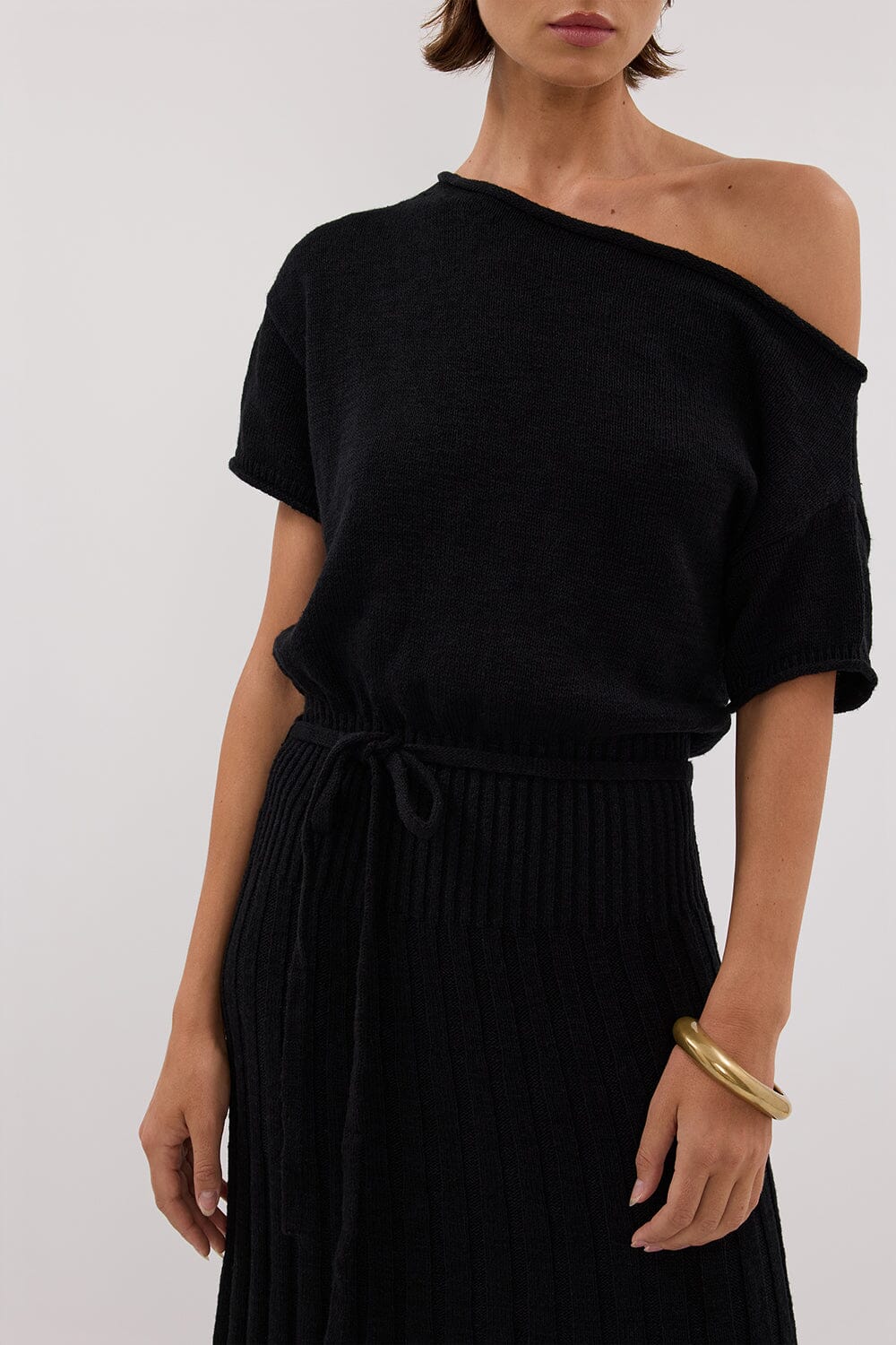 RICK BLACK ASYM KNIT MIDI DRESS - Image 7