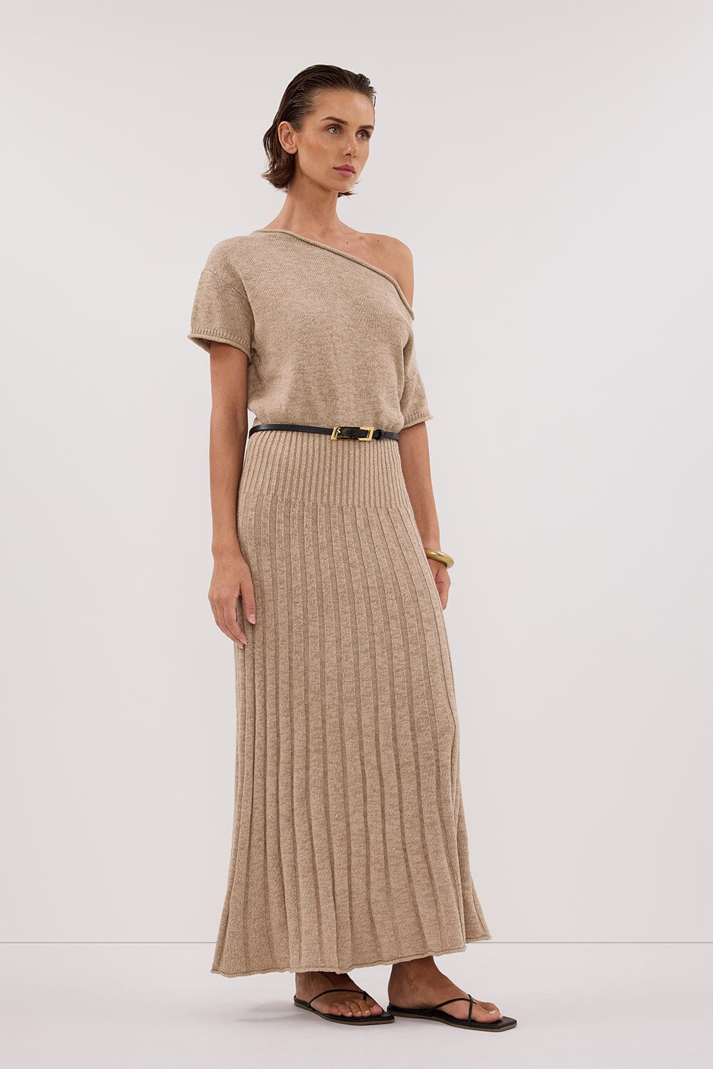 RICK NATURAL ASYM KNIT MIDI DRESS - Image 4