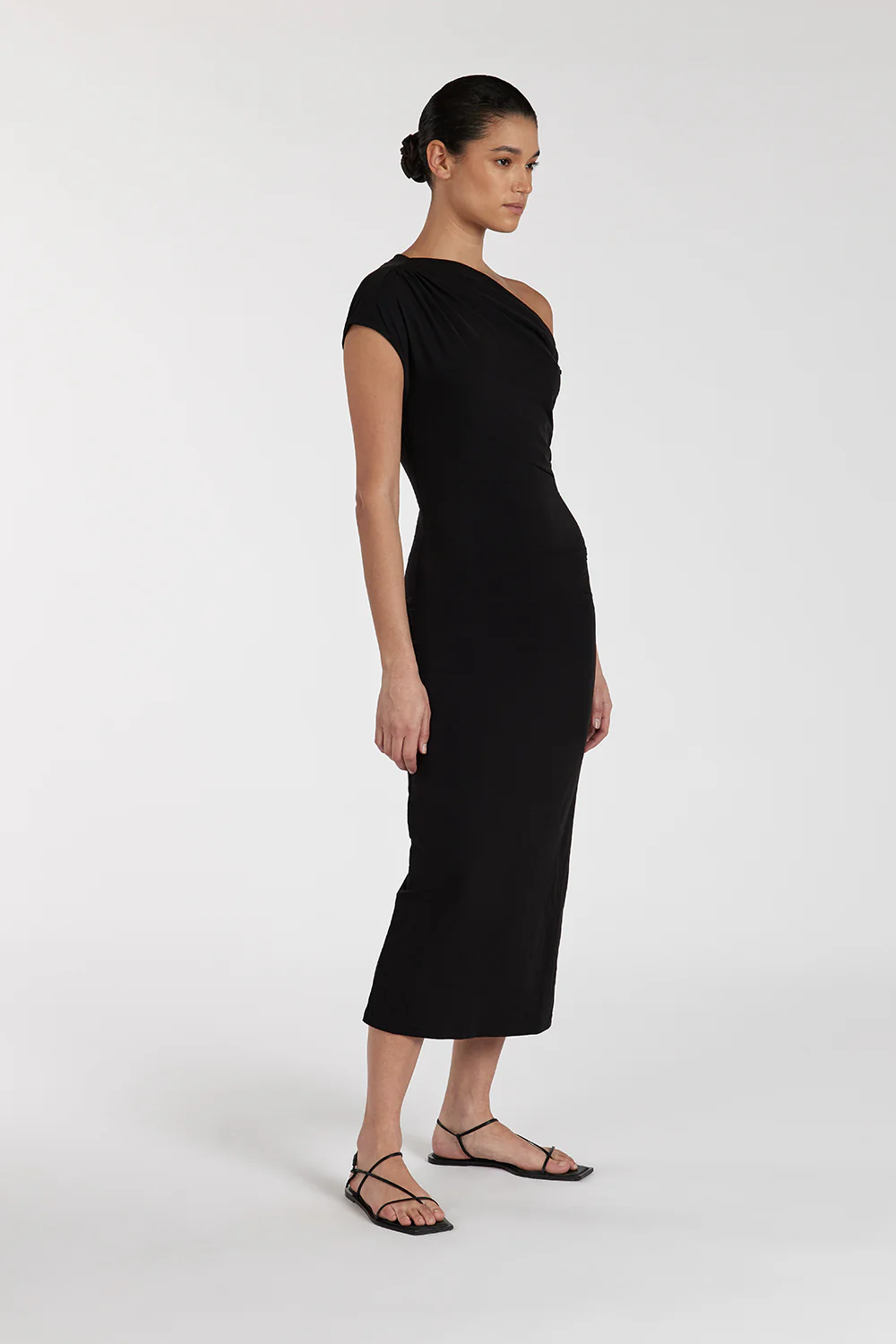 RIO WASHED BLACK DRAPED MAXI DRESS - Image 3