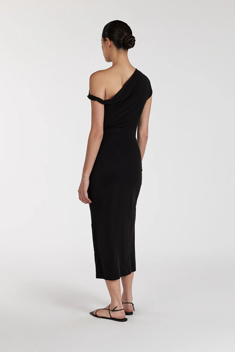 RIO WASHED BLACK DRAPED MAXI DRESS - Image 4