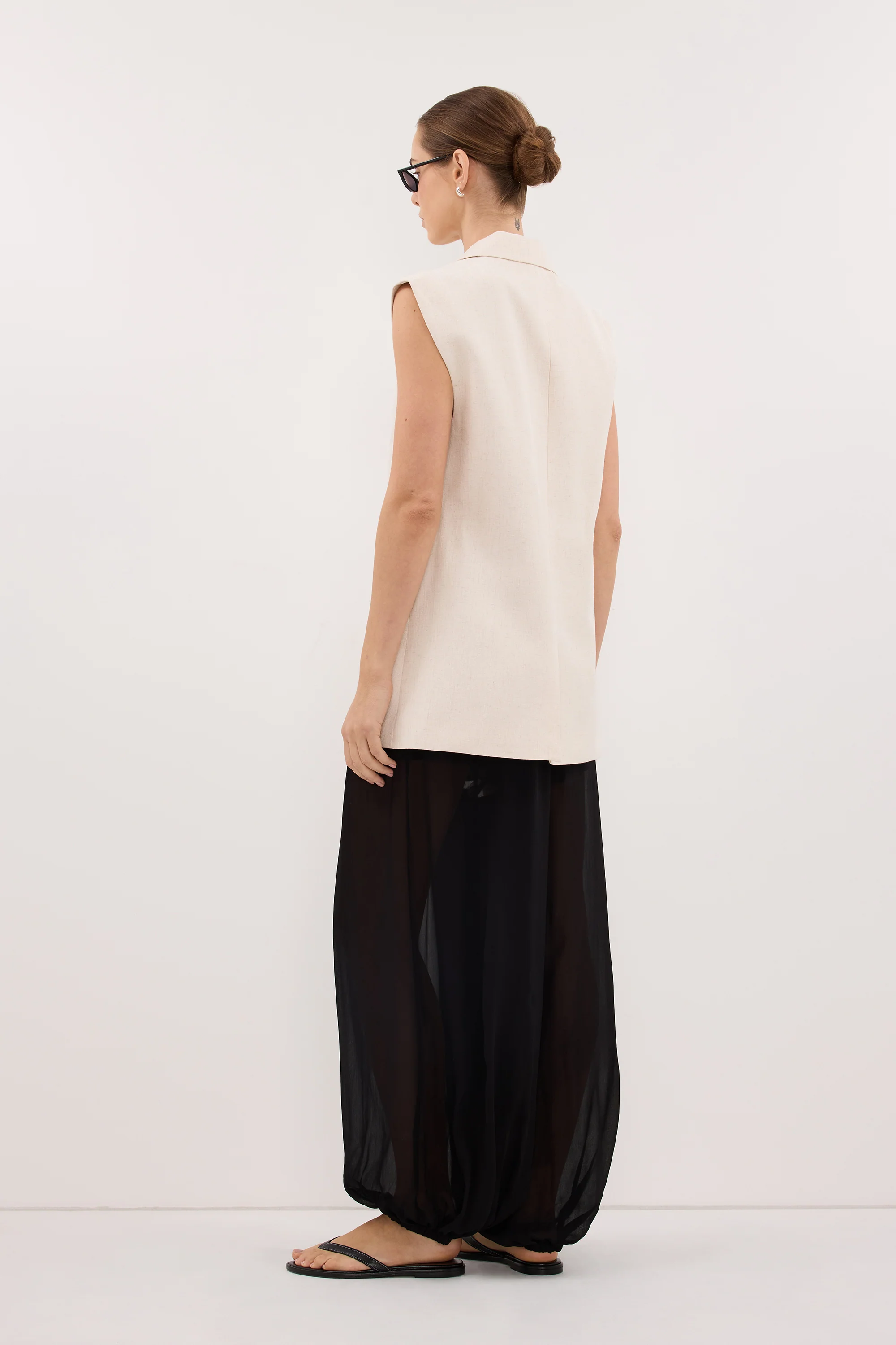 ROSALIE CREAM MARLE WRAP VEST - Image 4