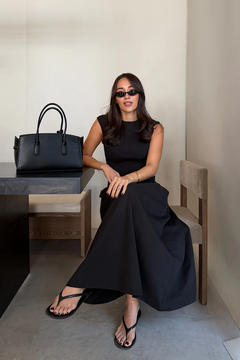 RUBI BLACK COTTON MIDI DRESS - Image 2