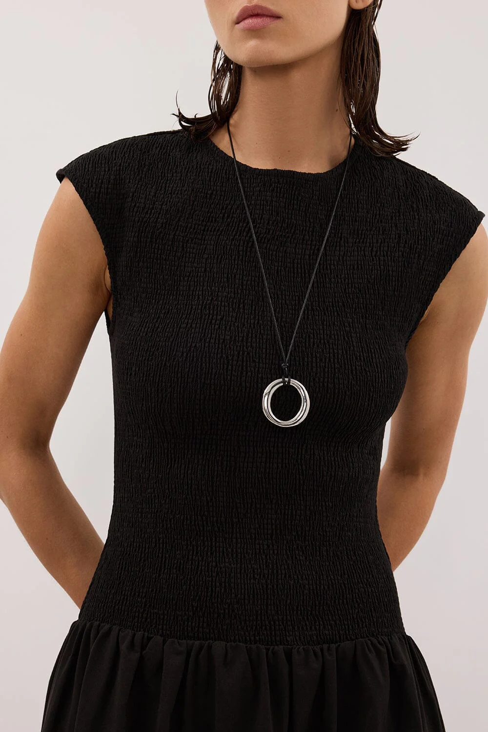 RUBI BLACK COTTON MIDI DRESS - Image 6