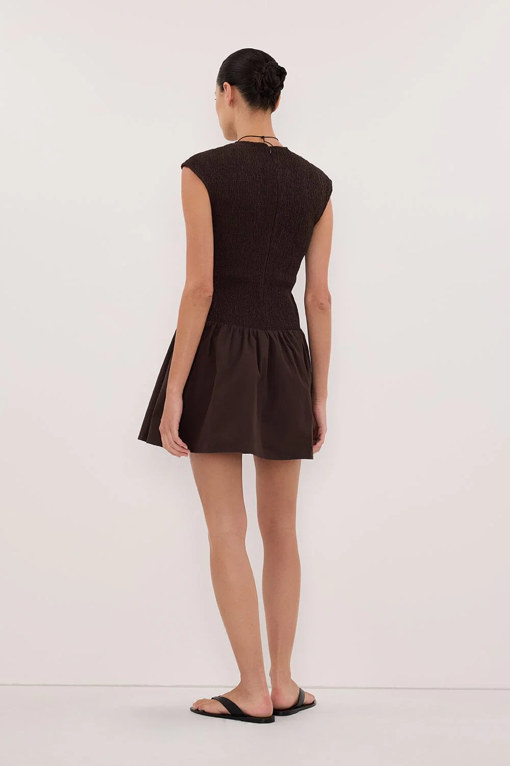 RUBI BURNT CHOC COTTON MINI DRESS - Image 4