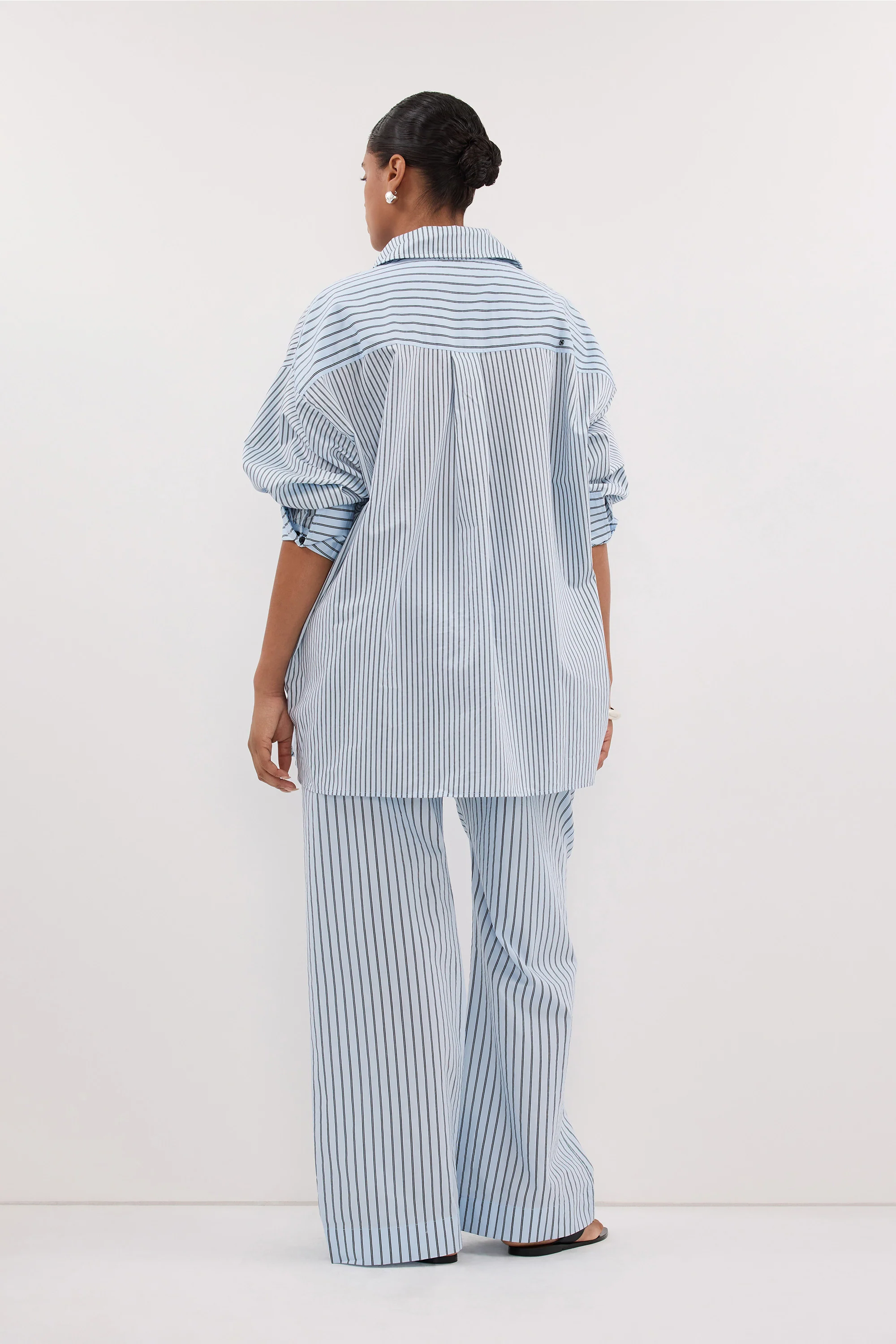 SABLE ICE BLUE OVERSIZED SILK BLEND SHIRT - Image 6
