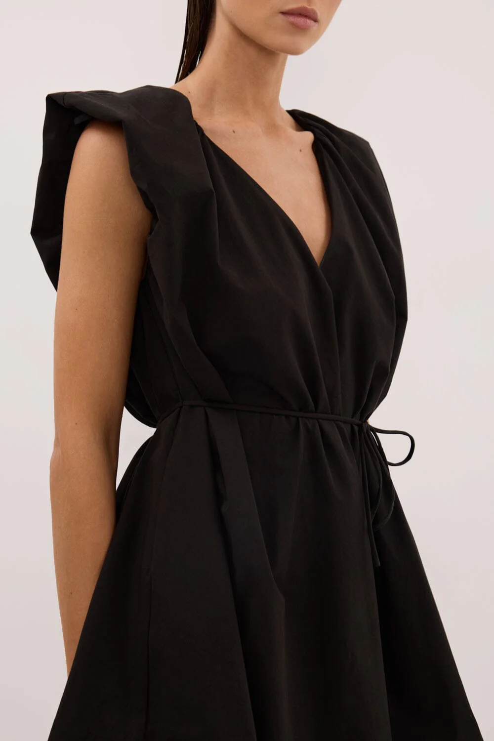 SABRE BLACK COTTON MINI DRESS - Image 5