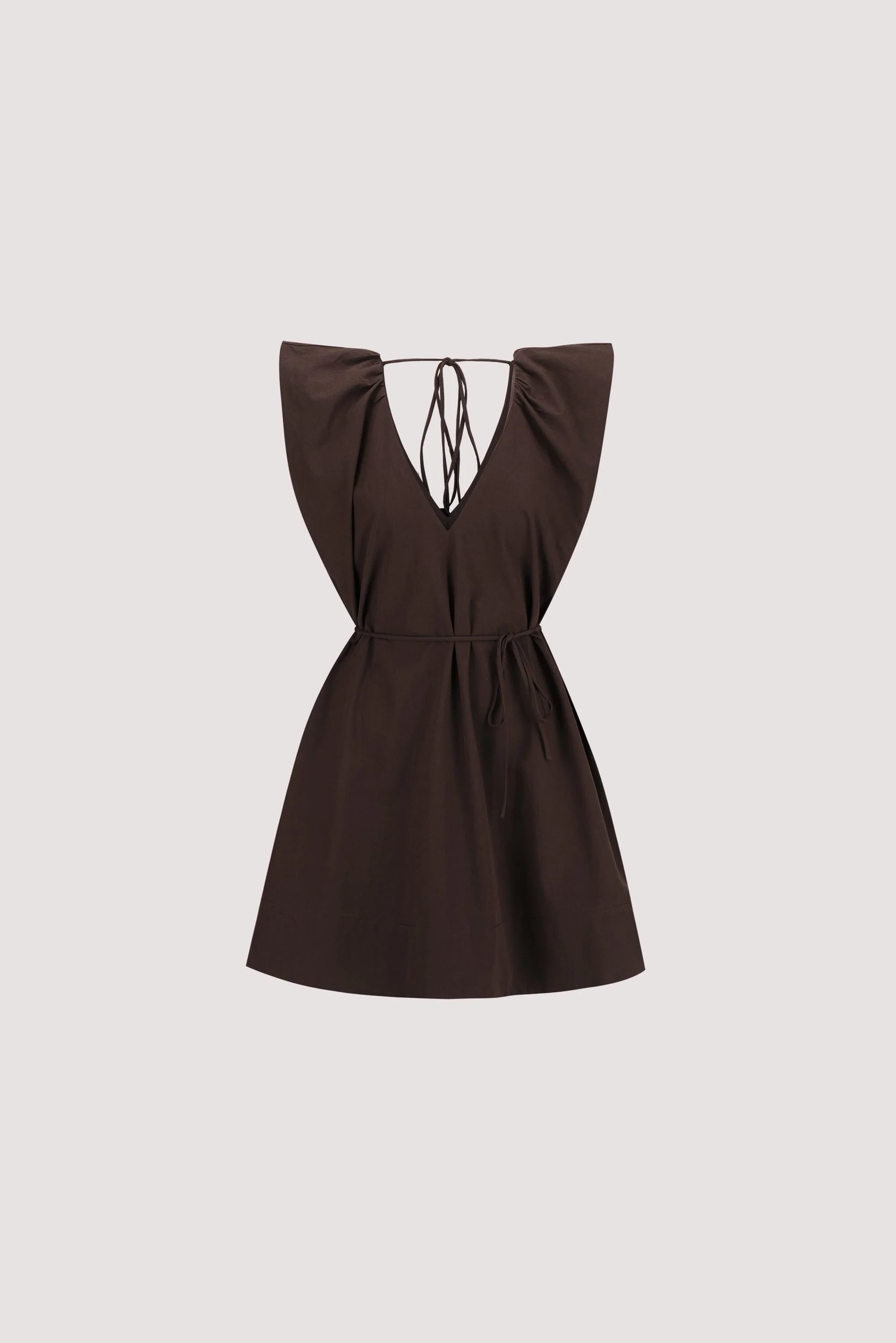 SABRE BURNT CHOC COTTON MINI DRESS - Image 7