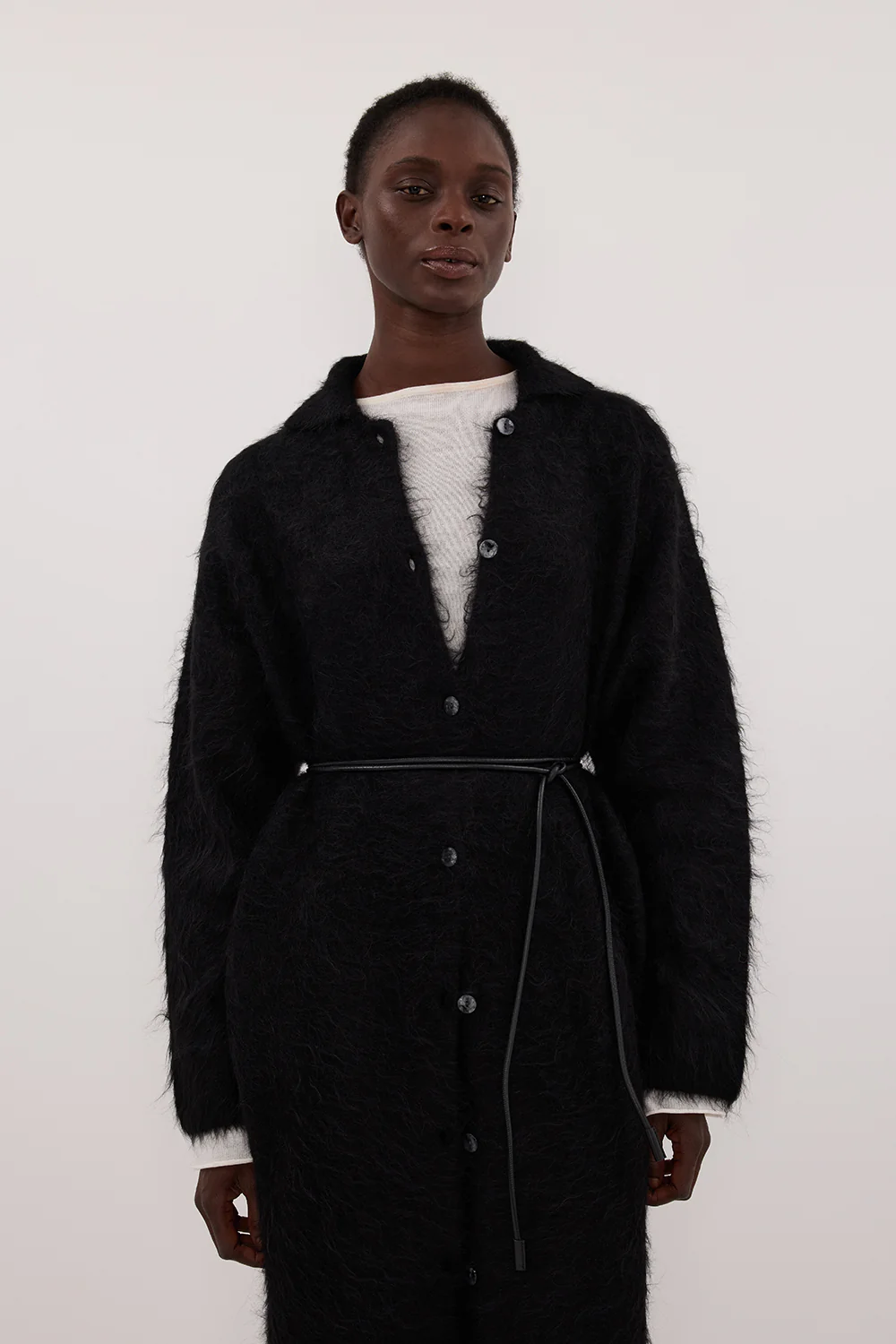 SALMA BLACK CARDIGAN COAT - Image 2